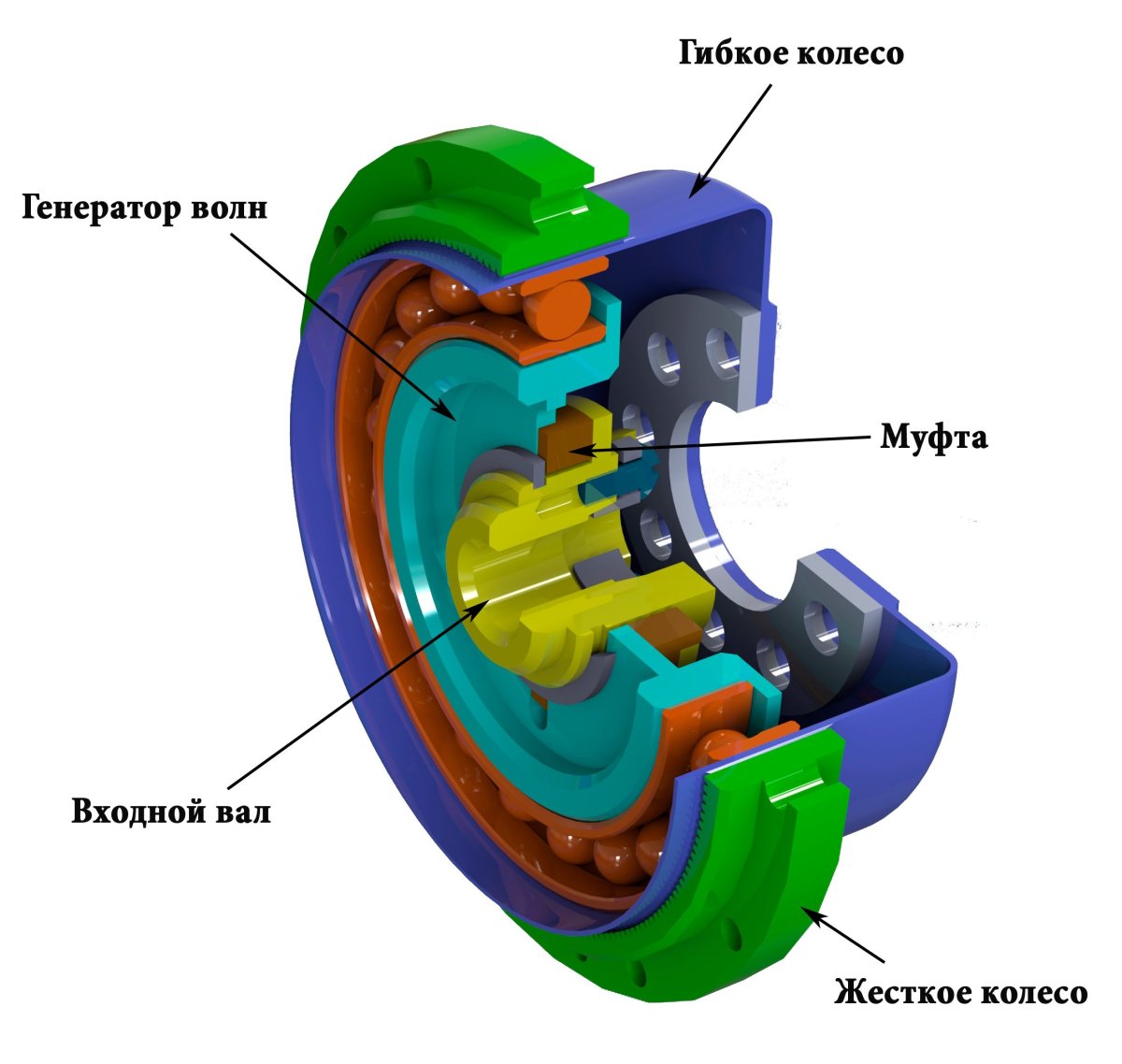 Волновой редуктор с кулачковым генератором волн