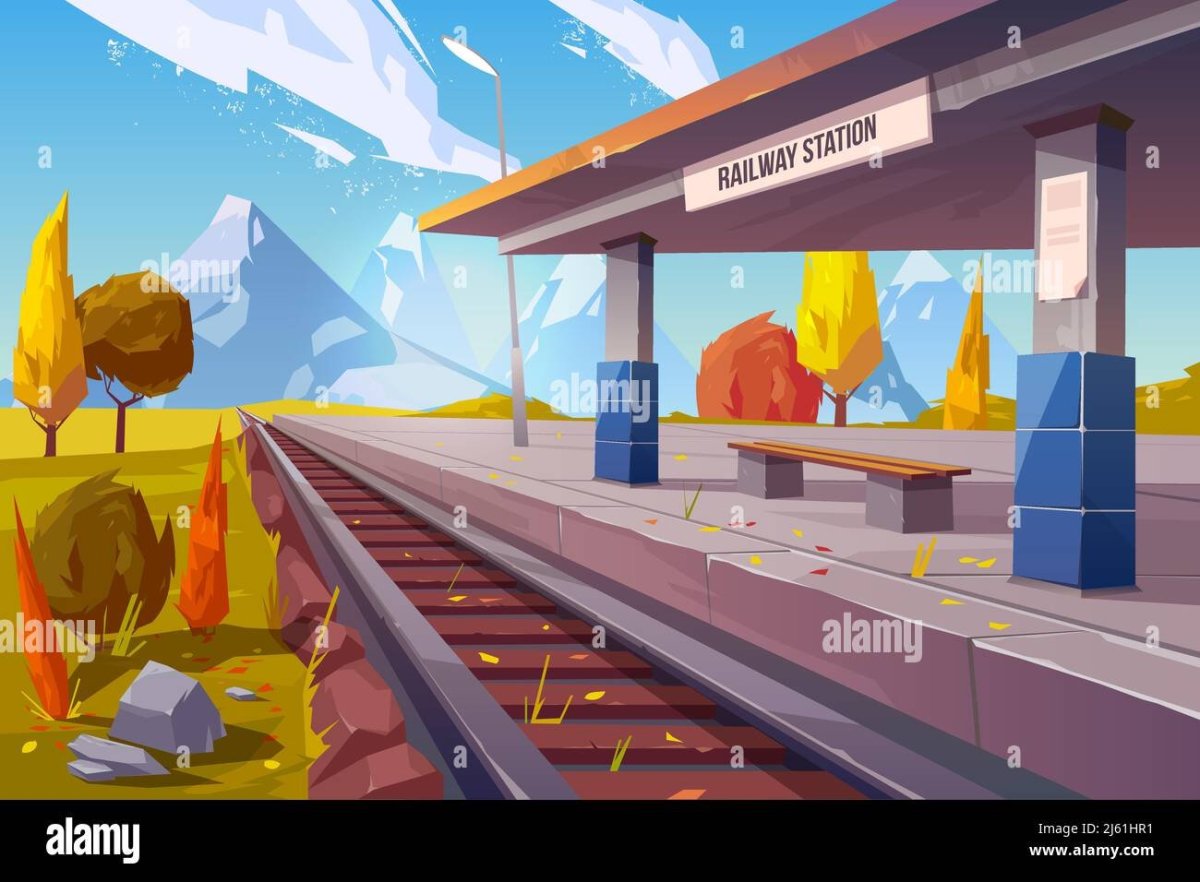 Железнодорожная станция рисунок