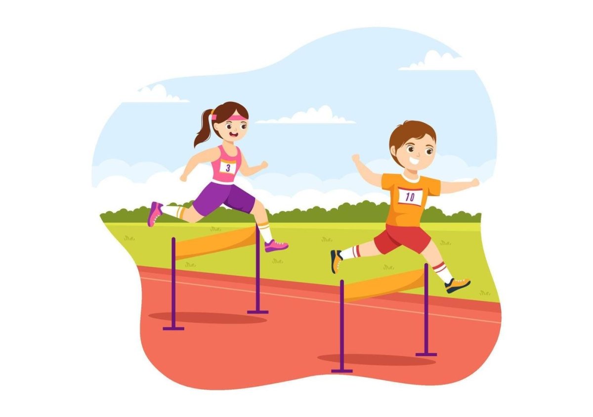 Бег с препятствиями рисунок