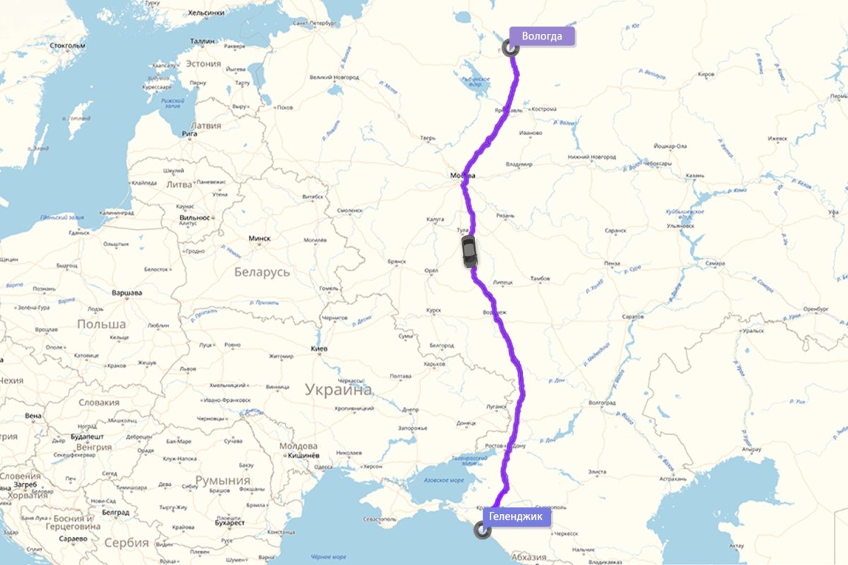 Путь от Геленджика до Вологды