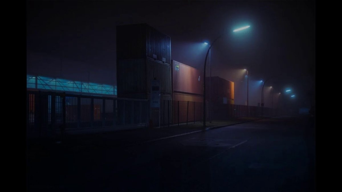 Город в тумане ночью