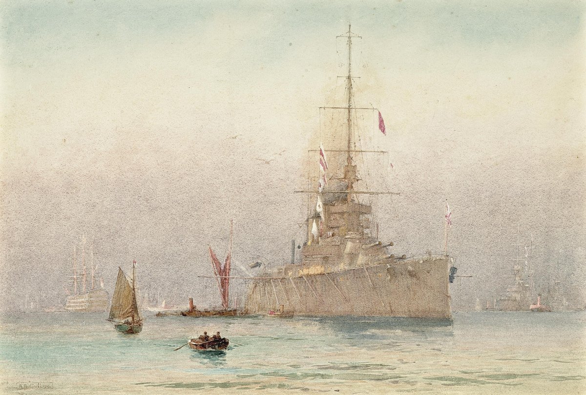 Картина HMS renown in Portsmouth Harbor in 1922. Кто написал