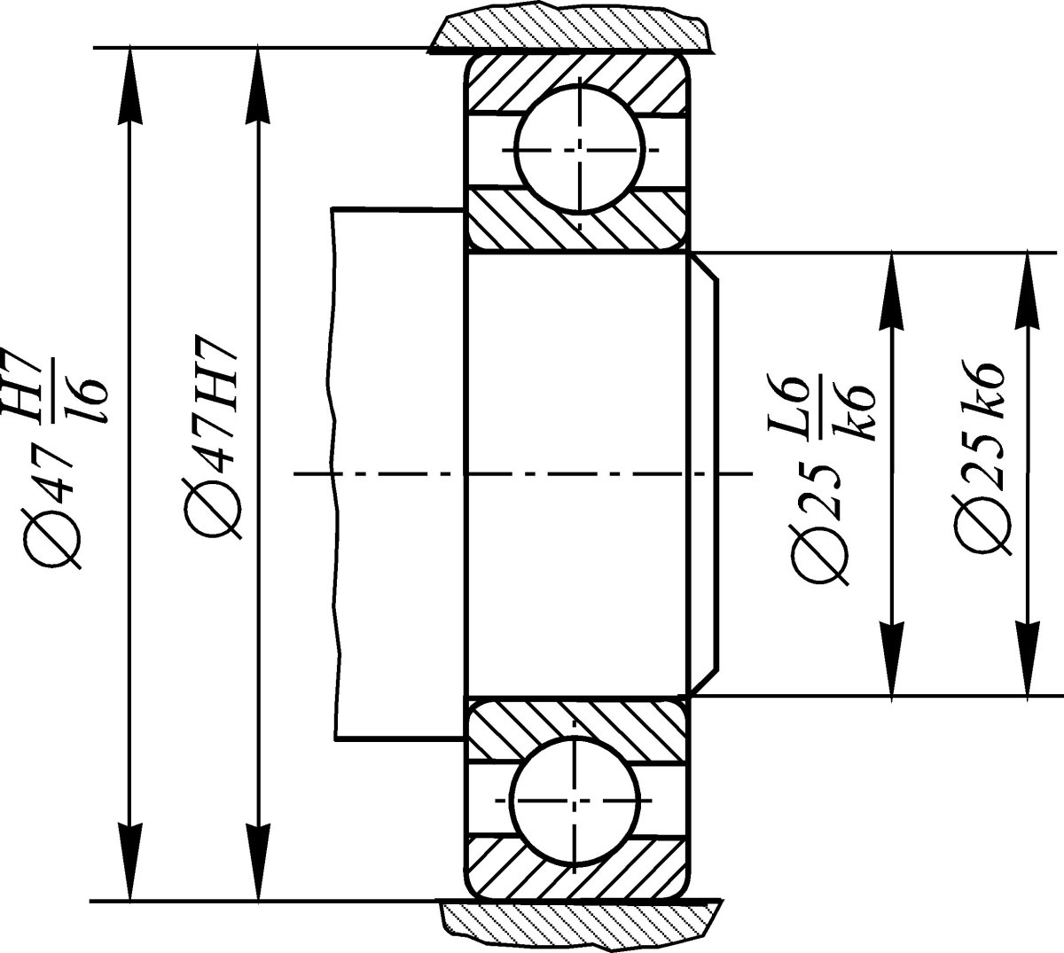Обозначение роликоподшипника на чертеже