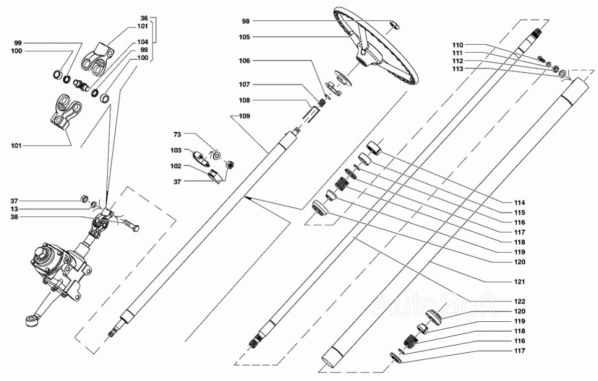 Схема рулевого вала УАЗ 469