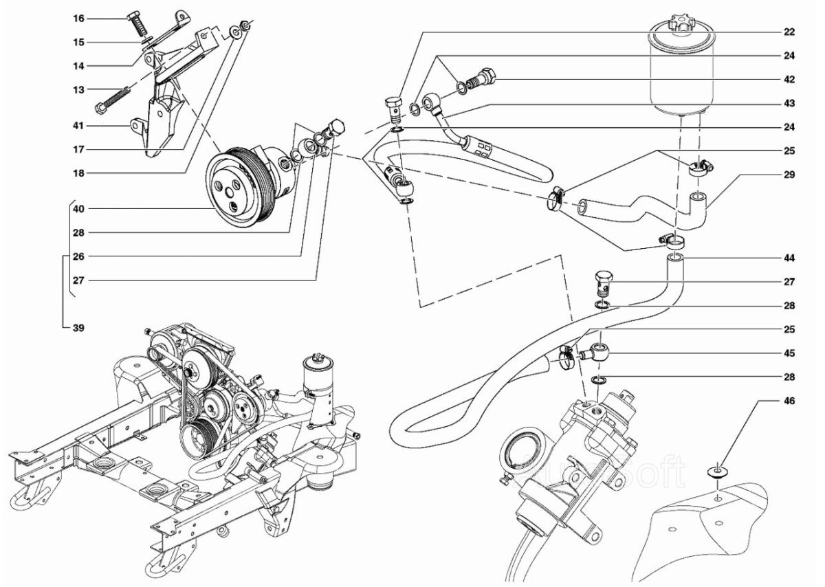 Схема ГУР УАЗ Буханка 409 двигатель