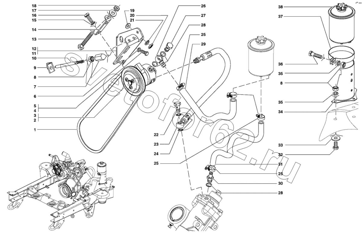 Схема насоса гидроусилителя УАЗ 409