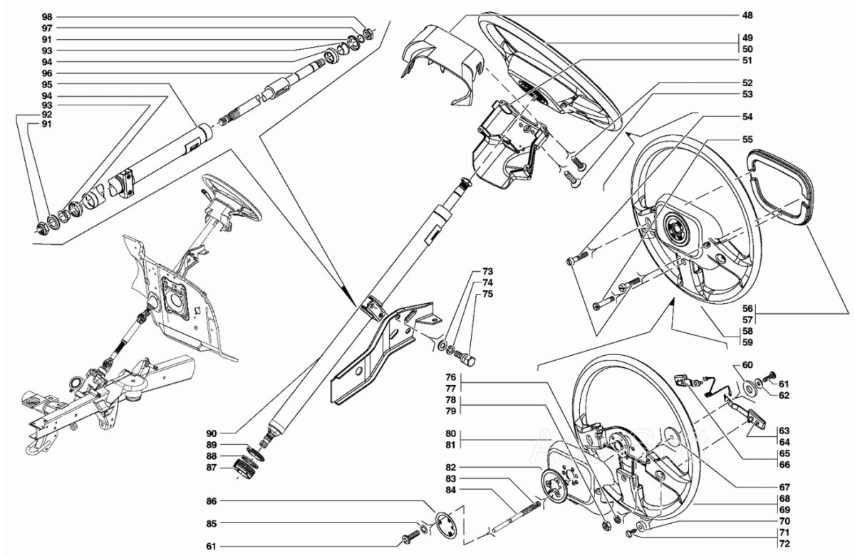 Рулевая колонка УАЗ Хантер схема