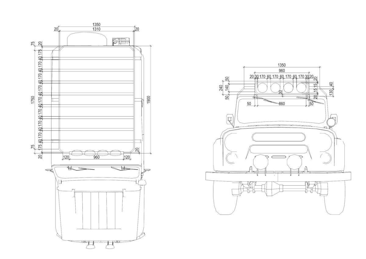 Багажник на крышу УАЗ 469 чертеж