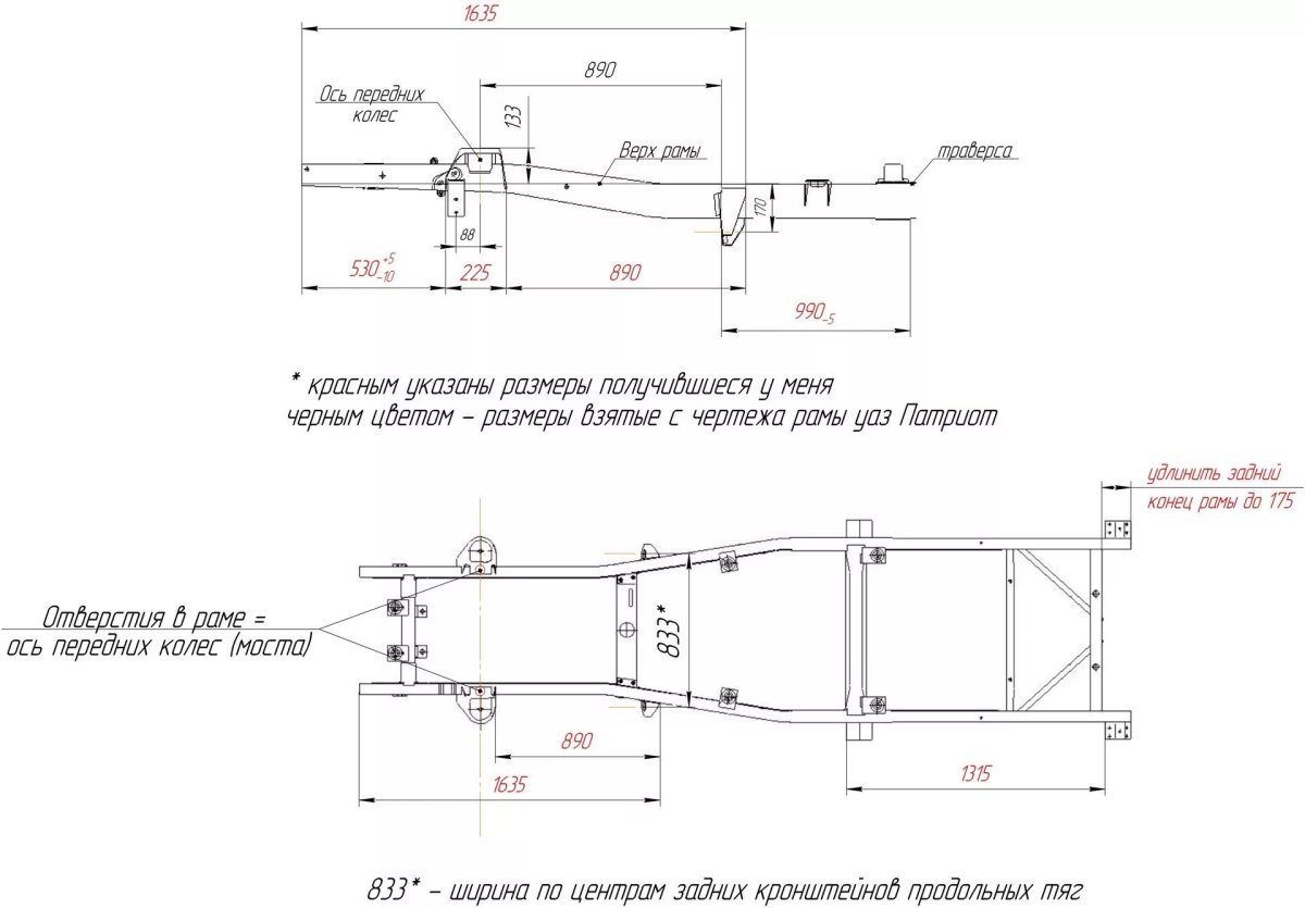 Рама УАЗ 2206 чертеж
