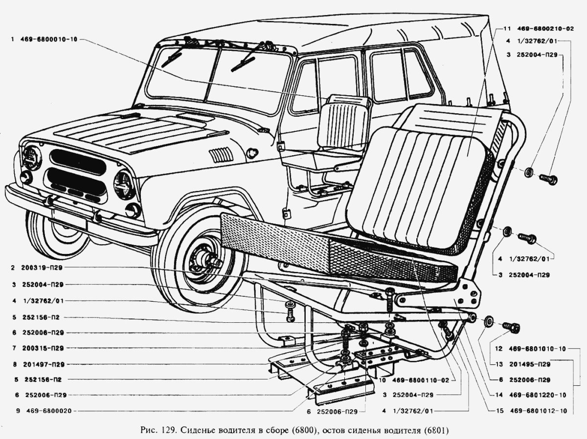 Кузовные детали УАЗ 452 схема