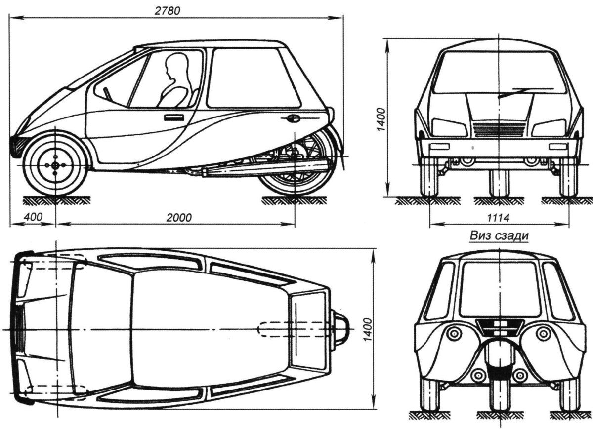 Микроавтомобиль трицикл Моделист-конструктор