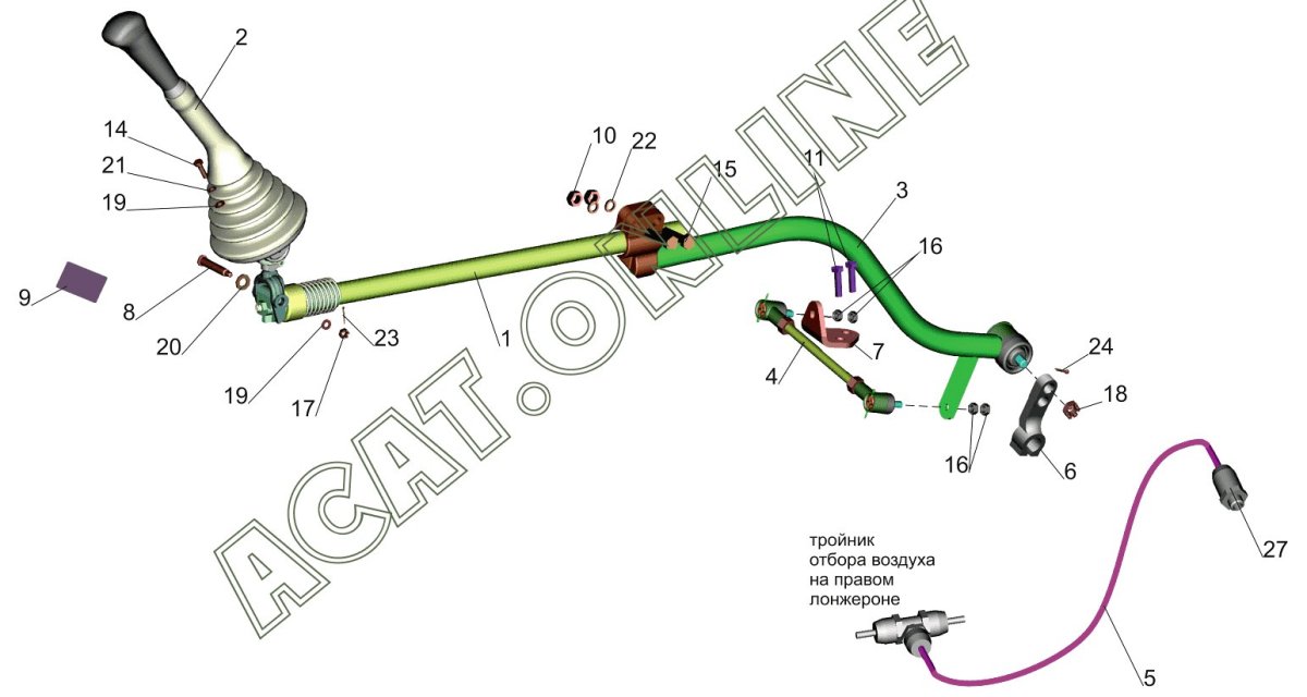 Привод управления КПП МАЗ 4370