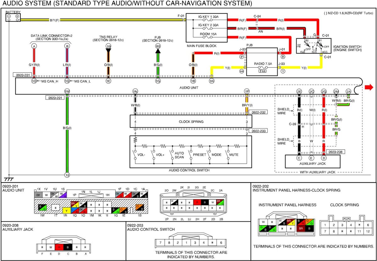 Схема подключения магнитофона Мазда 3