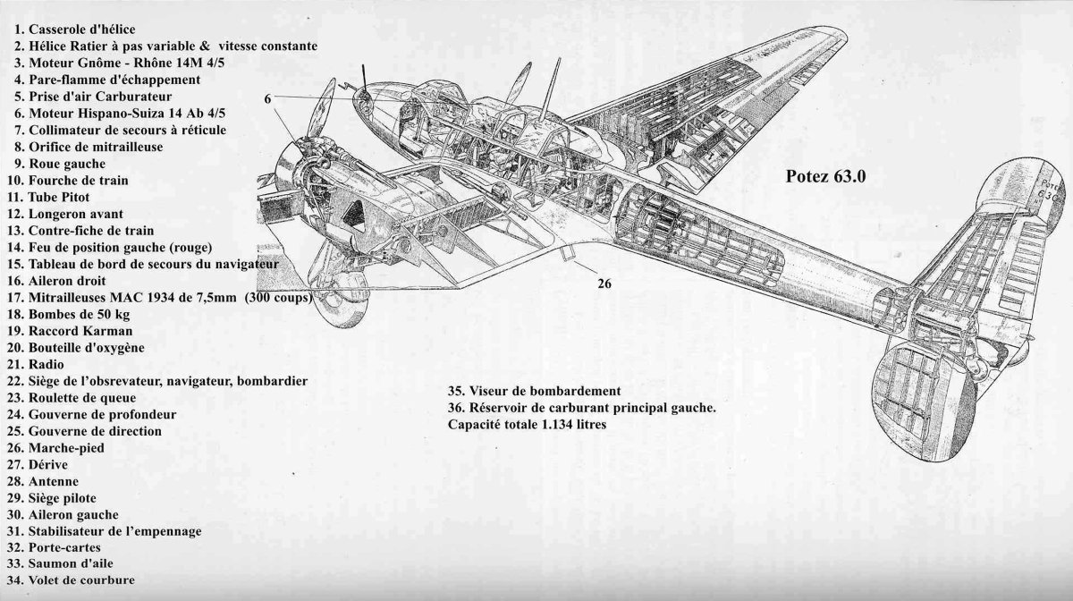 Potez 630 самолет чертежи
