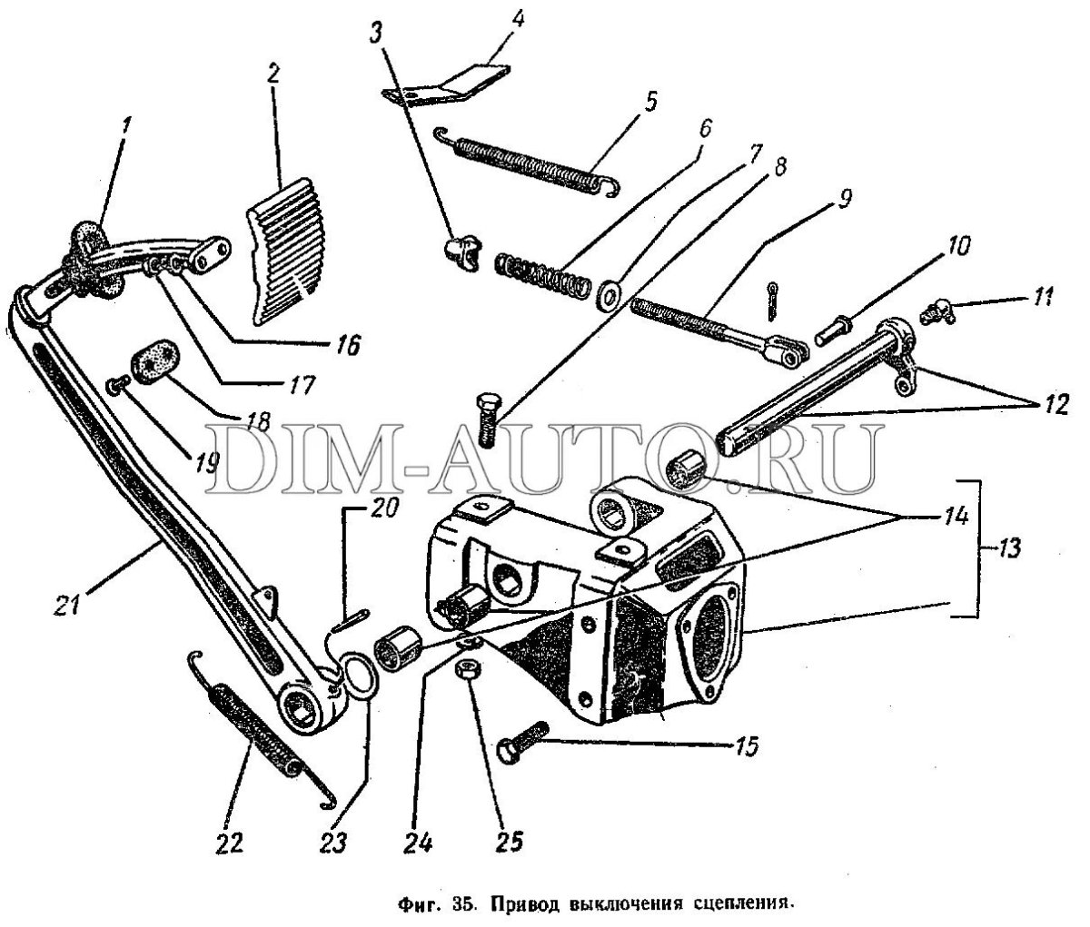 ГАЗ 51 привод сцепления