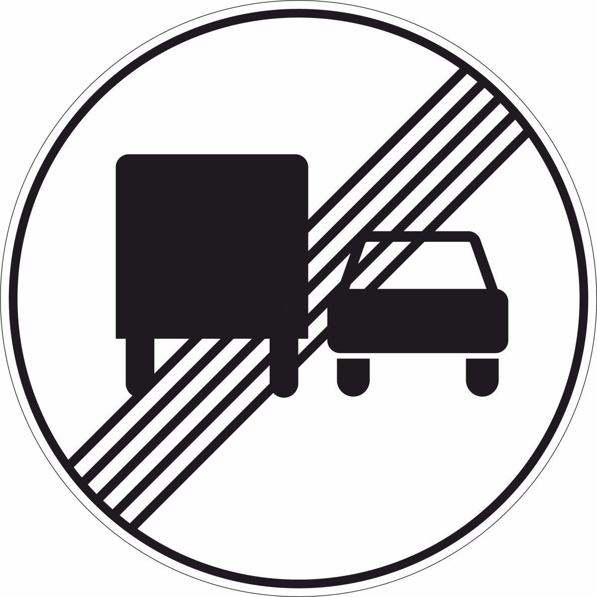 Знак 3.23 конец зоны запрещения обгона грузовым автомобилям