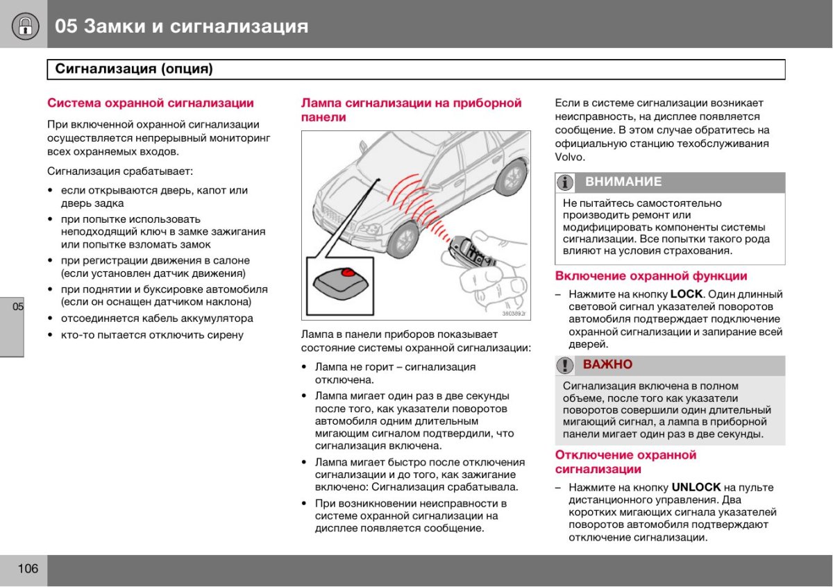 Срабатывание сигнализации