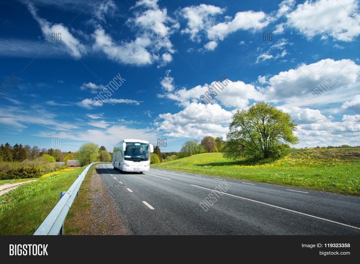 Автобус на дороге картинка