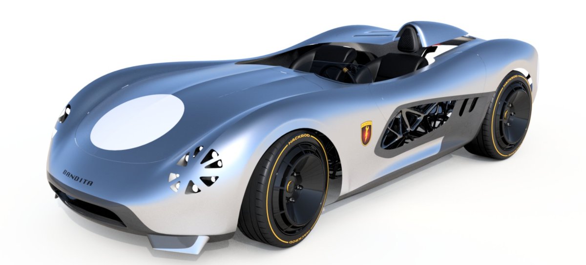 Машина будущего на белом фоне