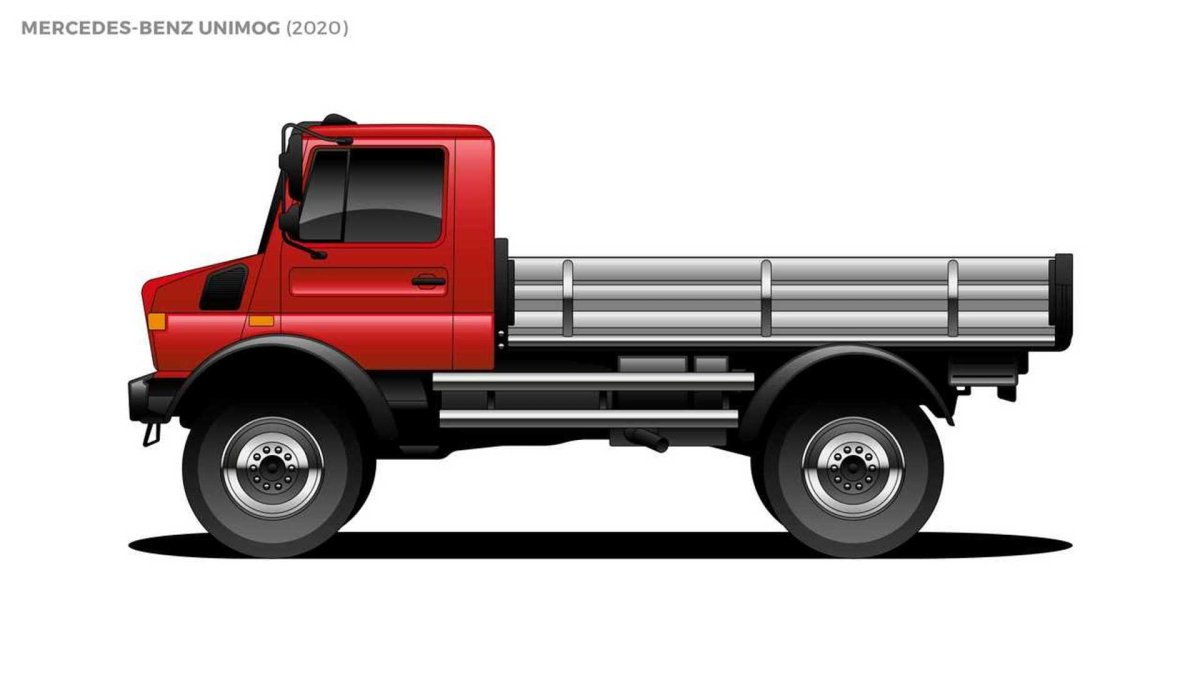 Мерседес Унимог на белом фоне