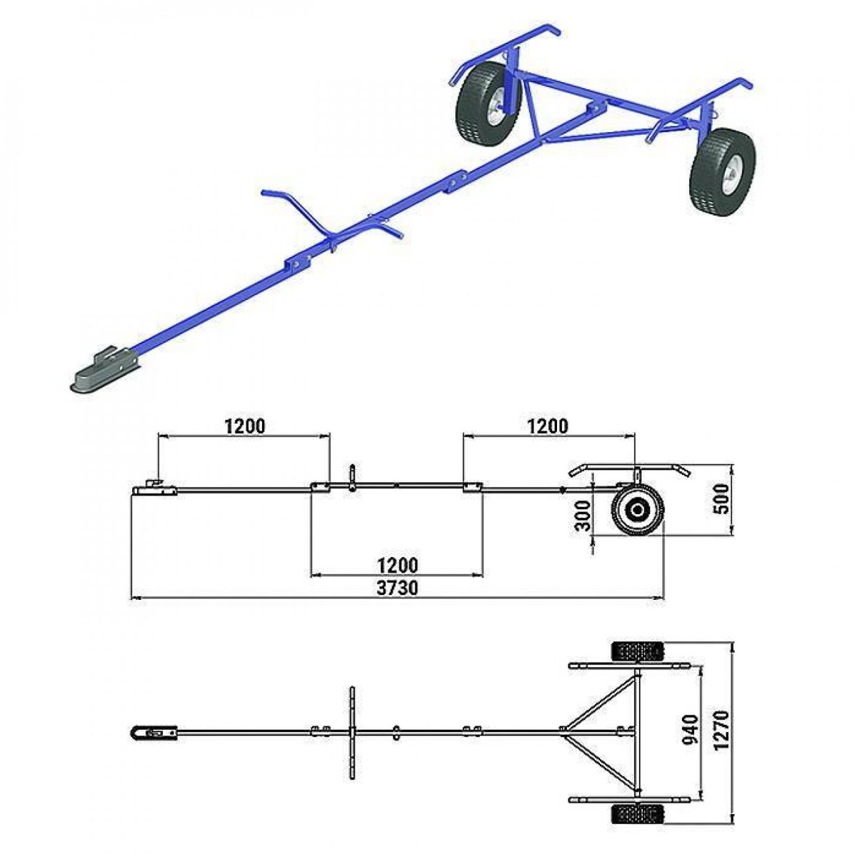 Перевозная разборная тележка для лодки ПВХ 3.60 М