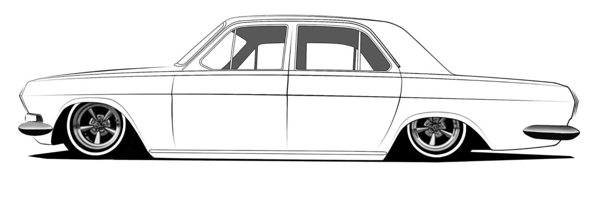 ГАЗ 24 сбоку эскиз