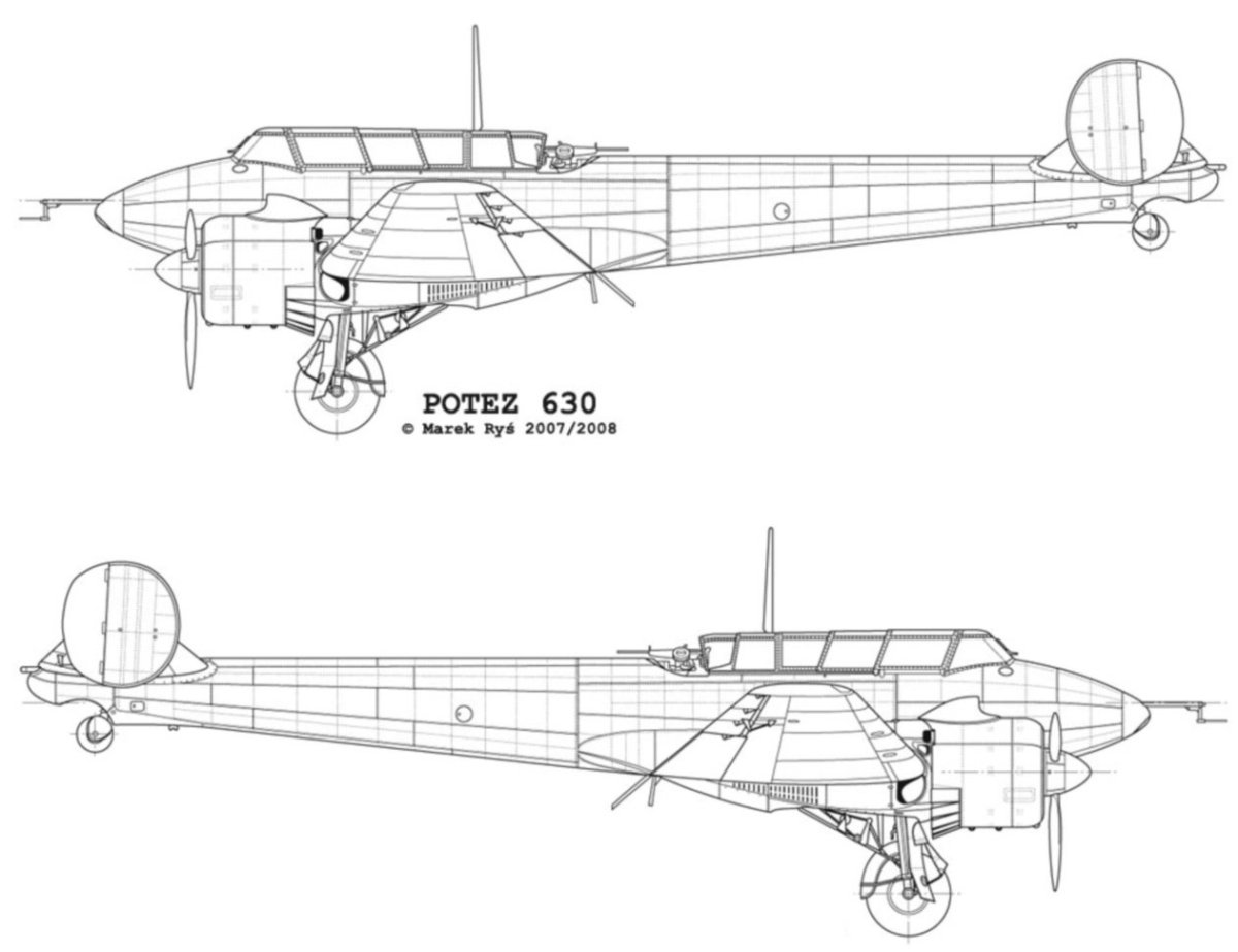 Potez 631 двигатель спереди