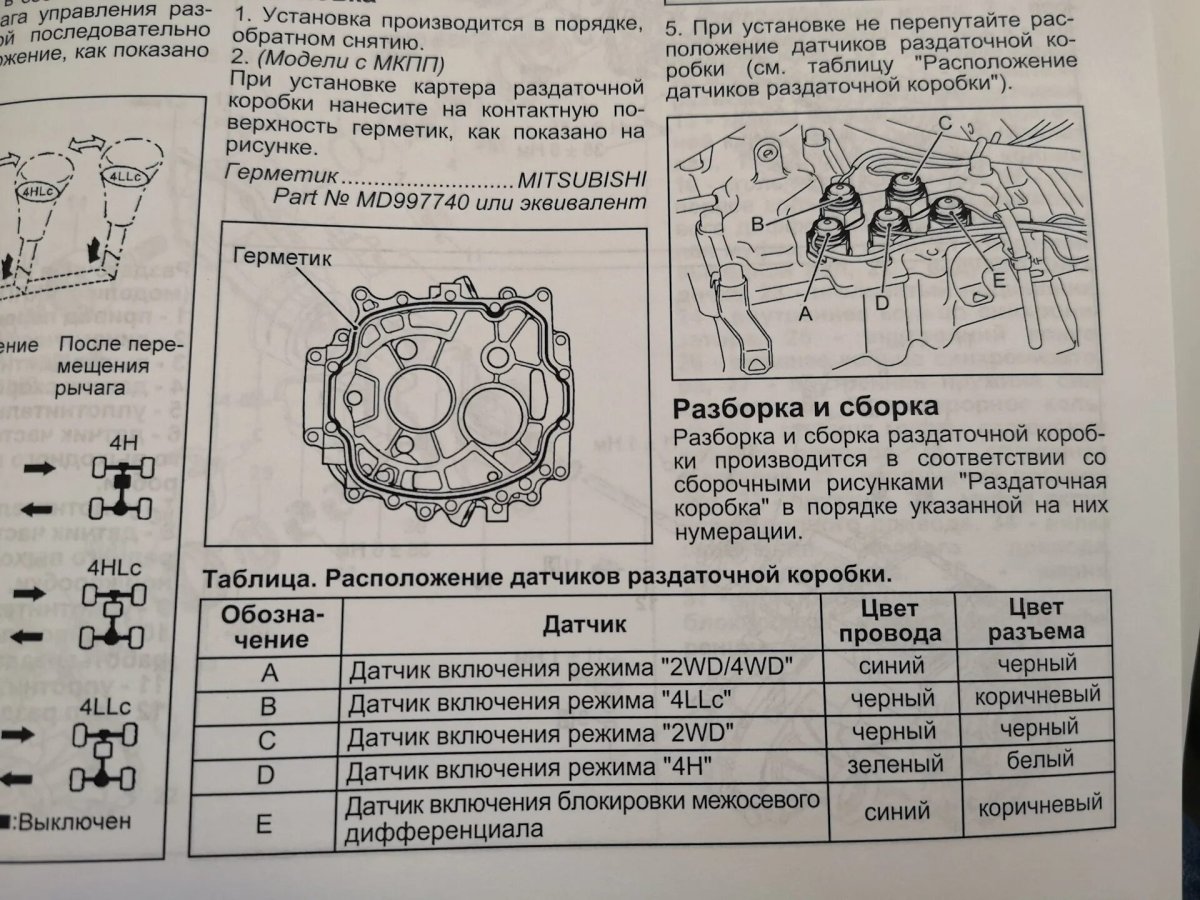 Паджеро 3 датчики раздатки схема