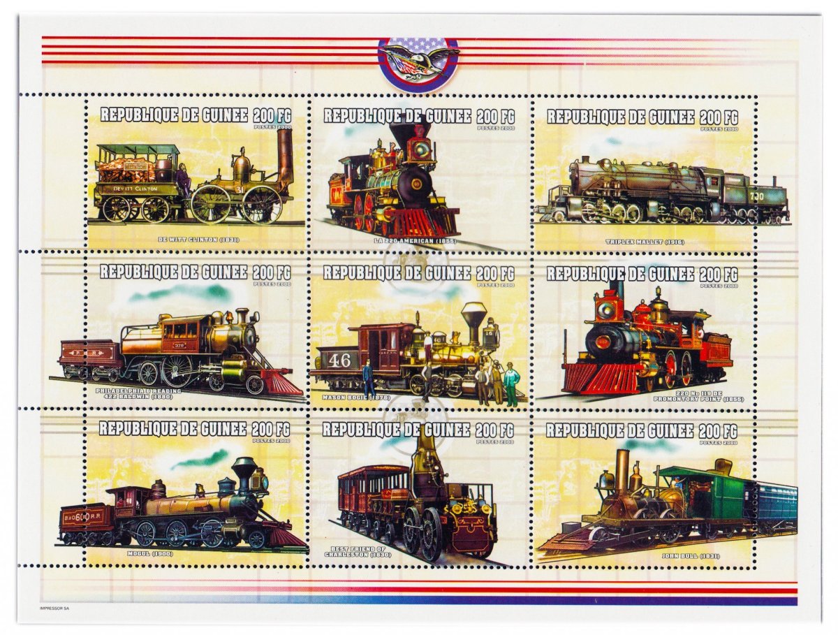 Марки Гвинея поезд