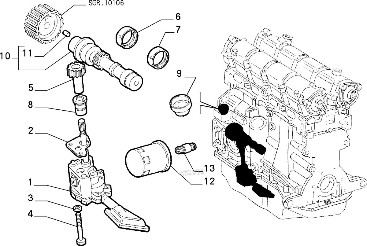 Масляный насос Фиат Добло 1.4