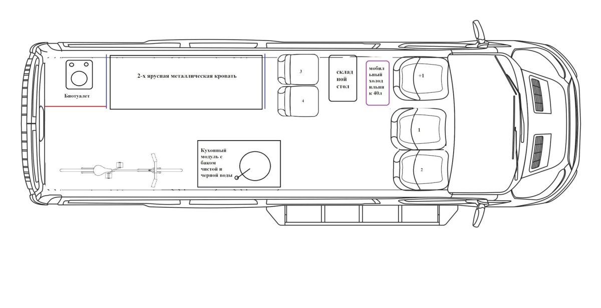 Схема салона Форд Транзит 17 мест