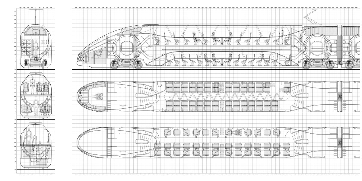 Двухэтажный вагон чертеж