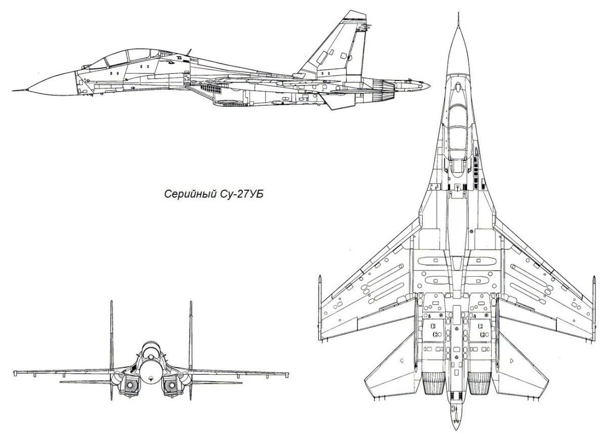 Чертеж самолета Су-30