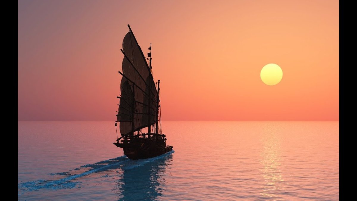 Корабль на закате