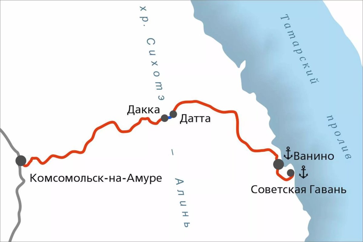 ЖД дорога Хабаровск Комсомольск на Амуре на карте