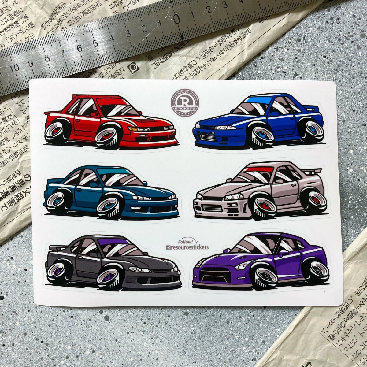 Набор наклеек машинки