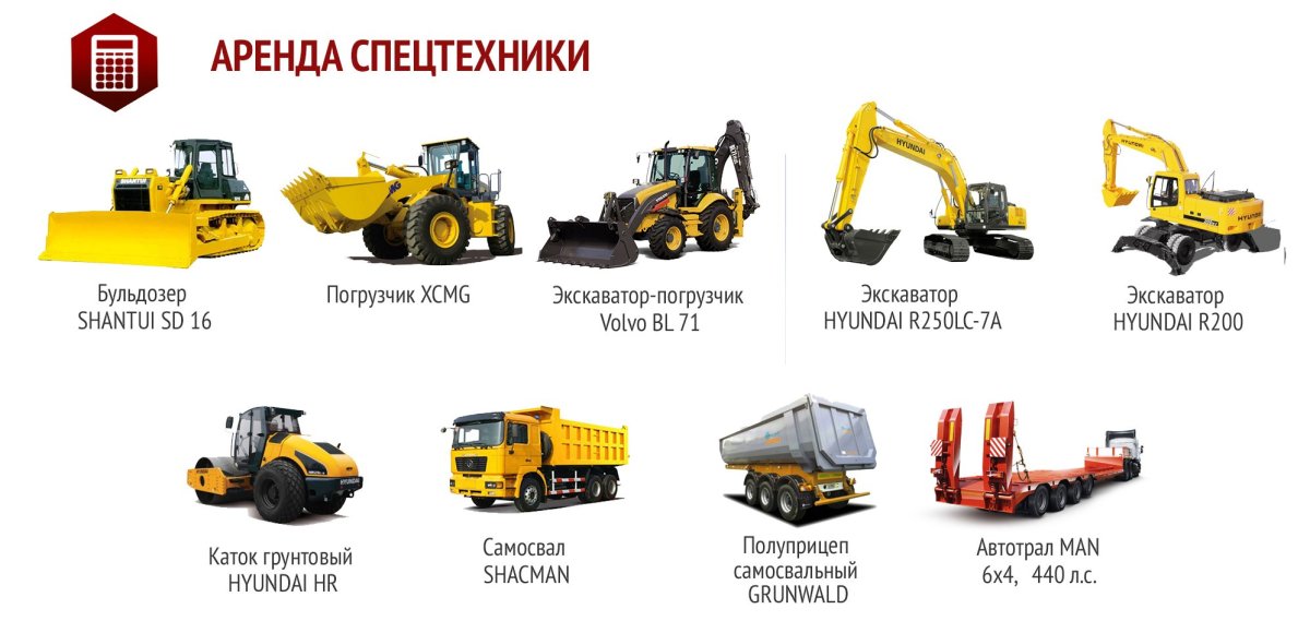 Строительные машины названия