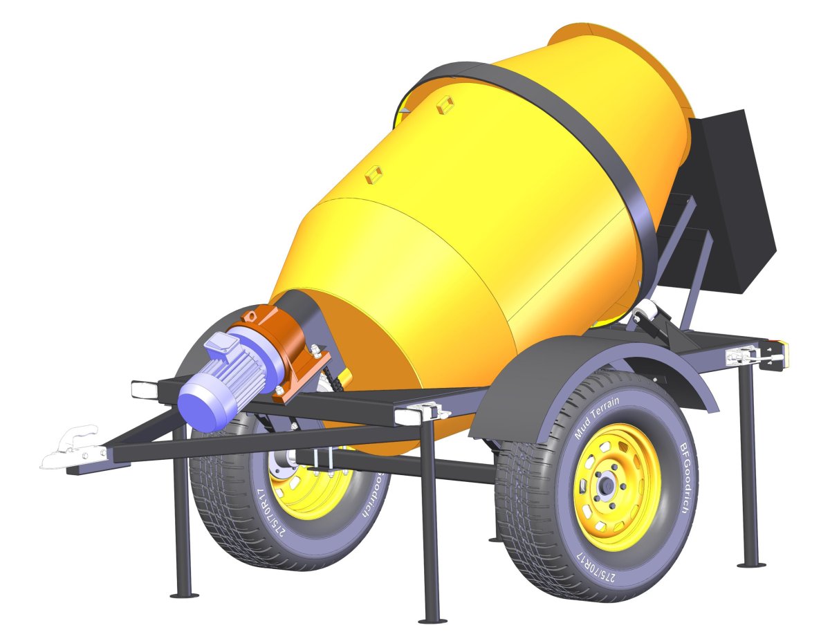 Бетономешалка передвижная v-1м3