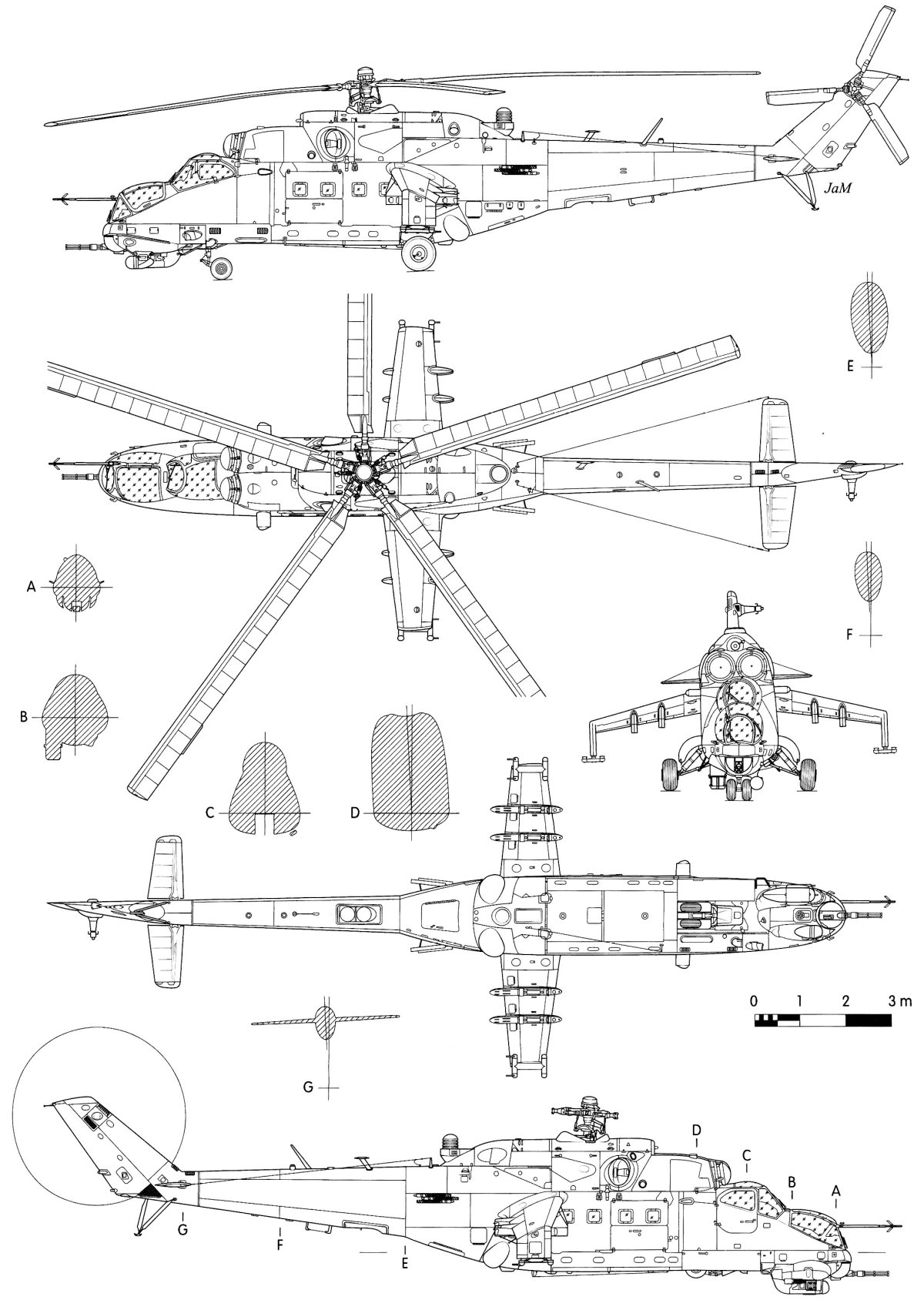 Ми24 чертеж сбоку