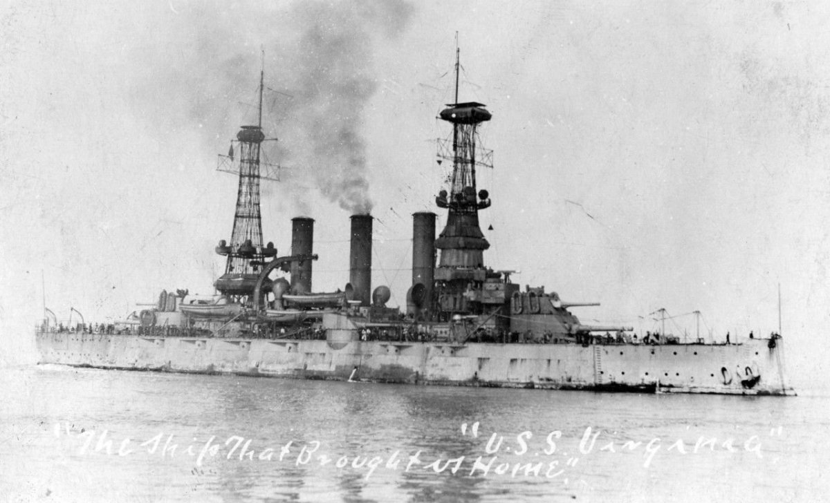 USS BB-13 Virginia Battleship, 1906