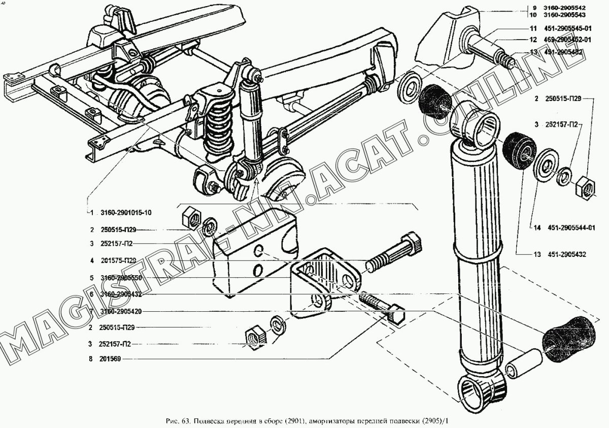 Передняя подвеска УАЗ 31512 схема
