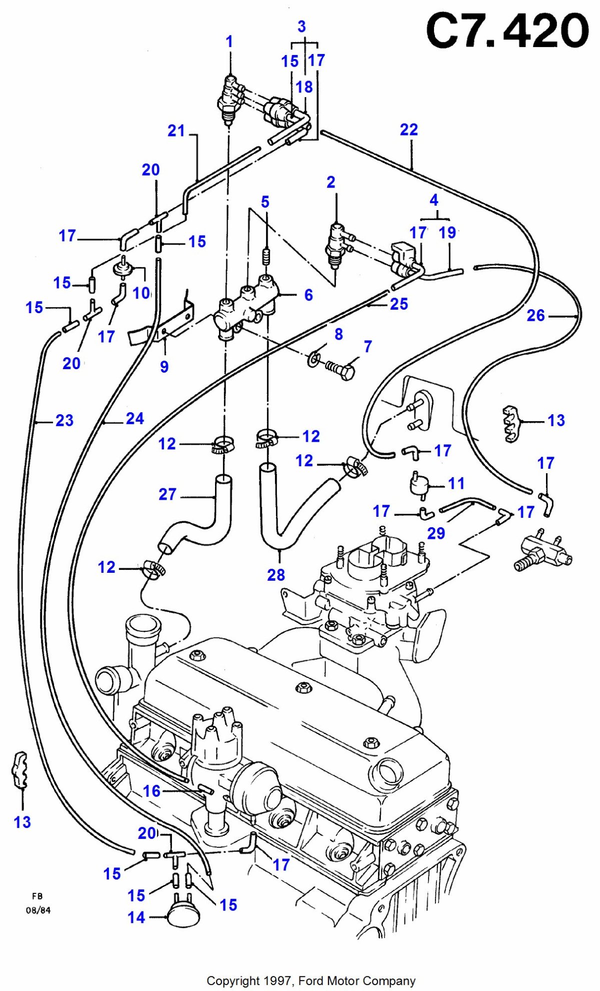 Схема вакуумных трубок Ford Galaxy 2