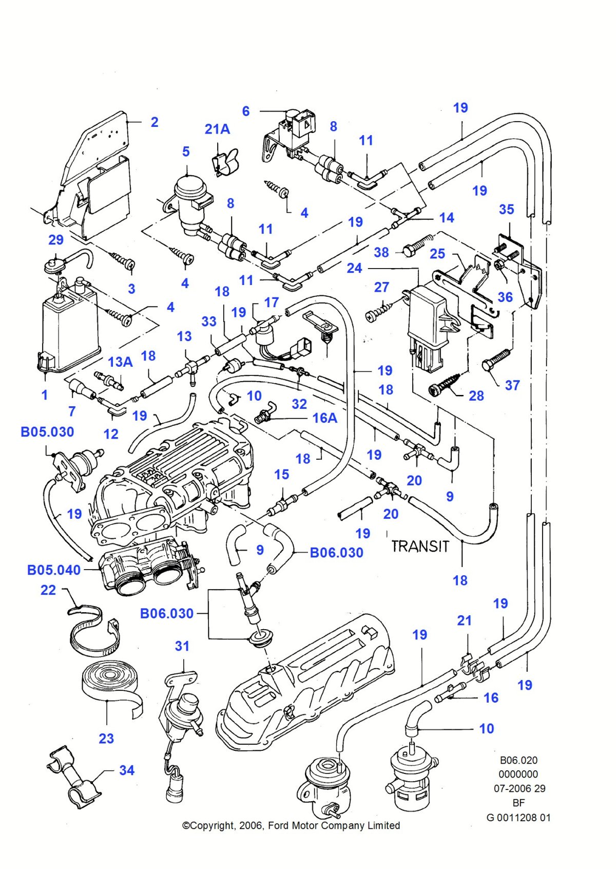 Форд Транзит 4 вакуумная система