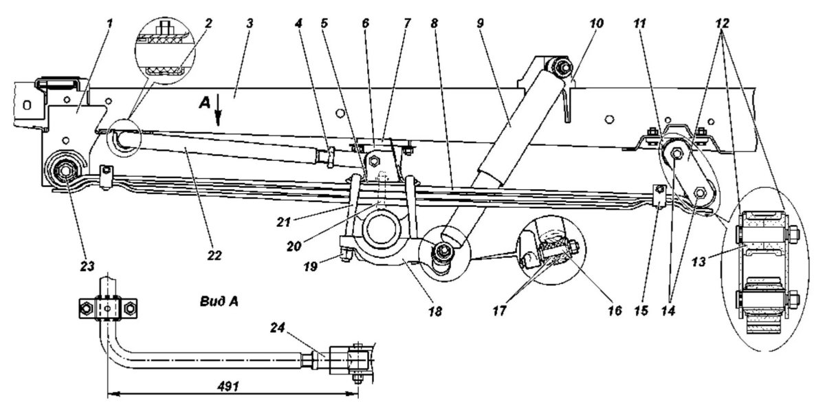 Рессора задняя УАЗ Патриот схема