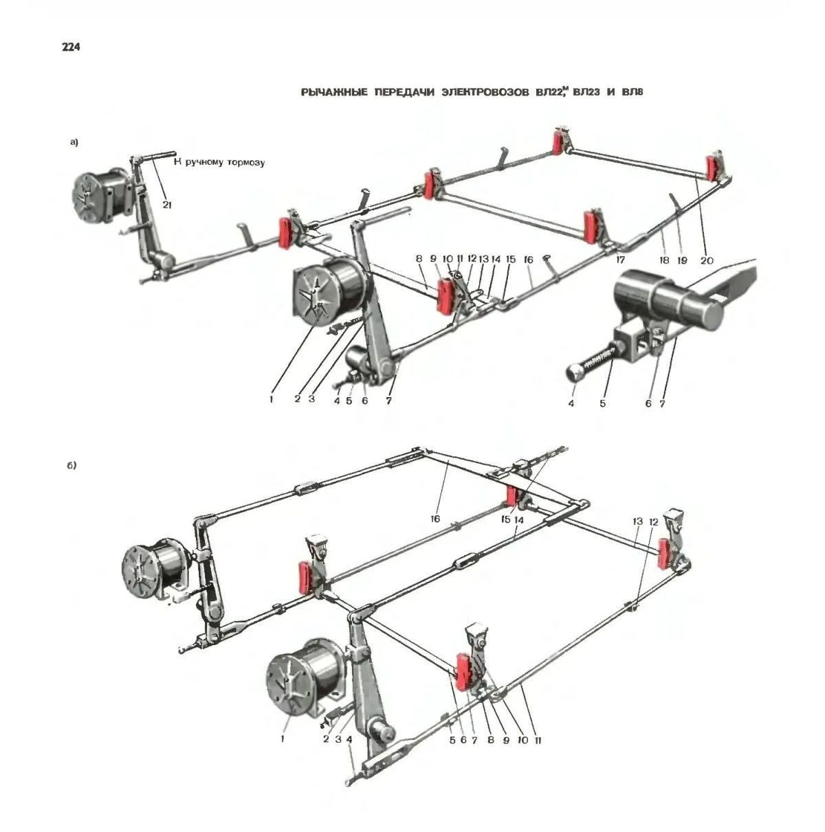 Схема рычажной передачи пассажирского вагона