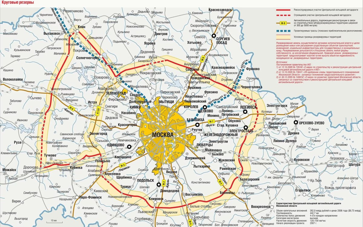 Карта центральной кольцевой дороги вокруг Москвы