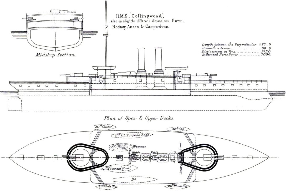 Броненосец Бенбоу 1885 чертежи