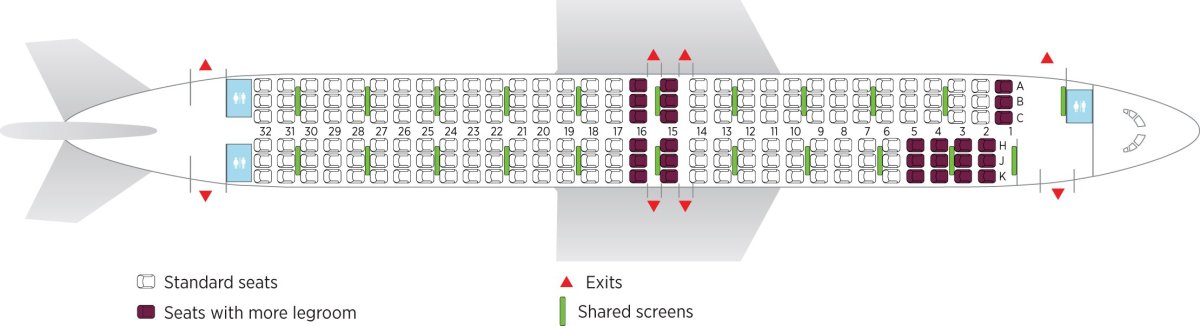 Рассадка в самолете Boeing 737-800