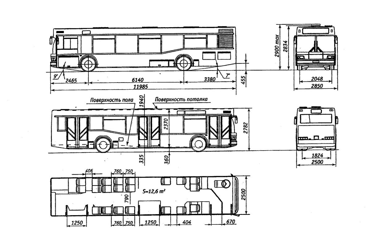 Автобус МАЗ 203 габариты
