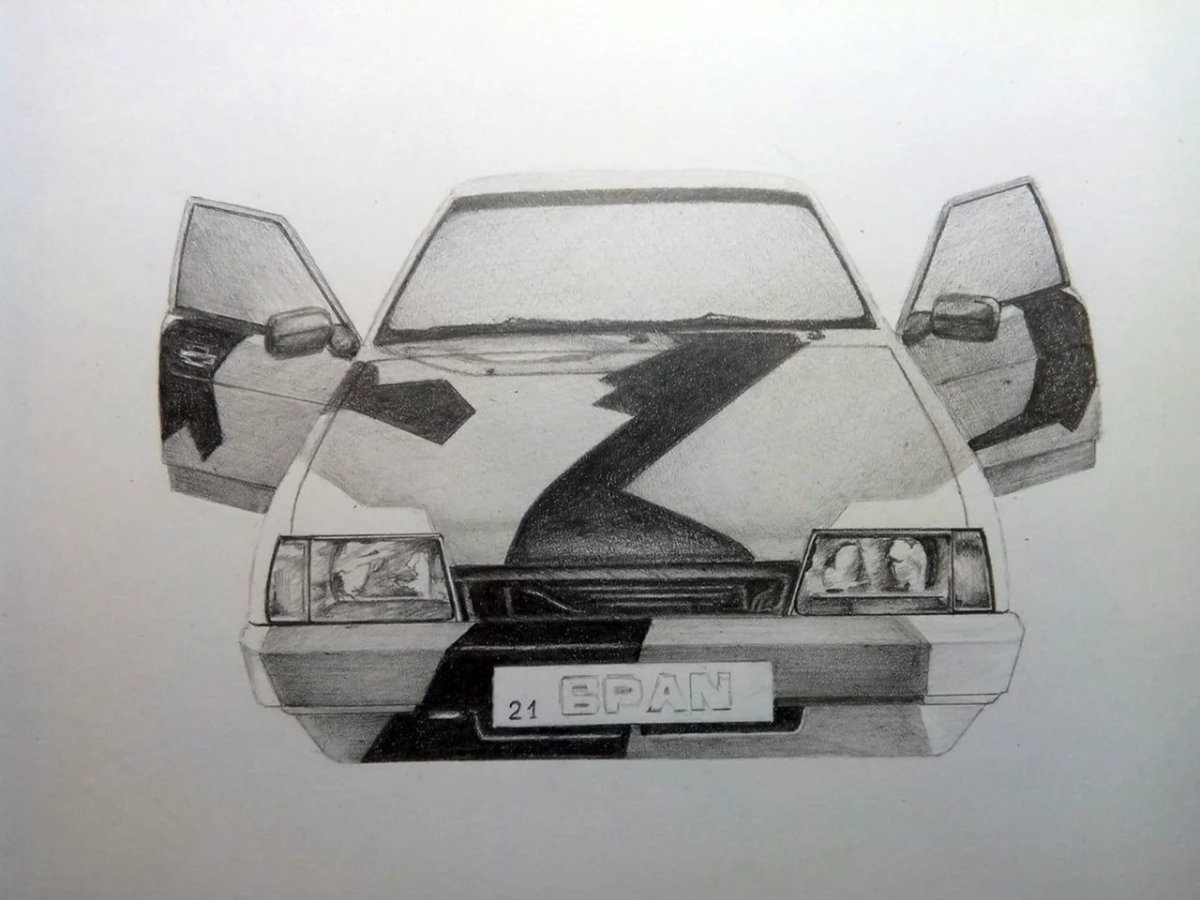 Рисунок ВАЗ 2109 спереди опер